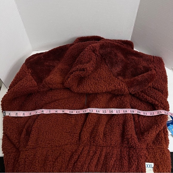 Arizona Jean Co Teddy Cropped Hoodie Jacket Long Sleeves 3/4 Zip Pockets Rust - Picture 6 of 12